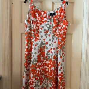 Ronni Nicole Orange and Green Polka Dot Midi Dress